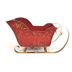 <b>Christmas</b> Red Metal <b>Christmas</b> Sleigh Traditional Decorative Holiday Ornament Durable Design - Product Image 2