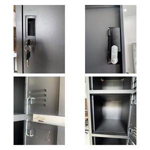 Armoire de rangement en acier noire à 5 compartiments avec serrures et aérations, unité de rangement autonome pour salle de sport - Product Image 3