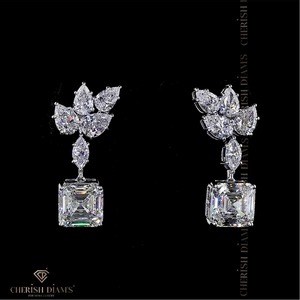 Trendiges Design Blumen-Tropfen-Ascher-Diamant-Ohrringe Feiner Diamantschmuck mit IGI-Zertifizierung & VVS-Reinheit für Damen - Product Image 1