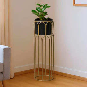 Pot de fleurs en fer finition or au design créatif haut de gamme, pour fleurs artificielles, décoration maison, bureau, mariage - Product Image 2