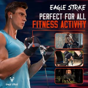 Gants de musculation Eagle Strike à demi-doigts en silicone, antidérapants, respirants, avec support de poignet et fermeture rapide, unisexe, logo personnalisé - Product Image 4