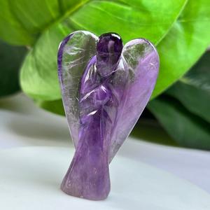 Chakralume - Figura de Ángel Tallada a Mano en Cristal de Amatista Natural, Piedra Preciosa Curativa, Meditación, Reiki, Energía de Chakra, Decoración Espiritual - Product Image 5