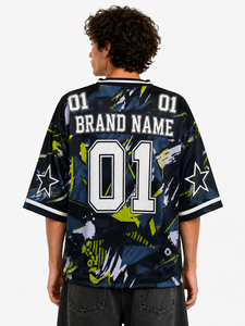 Custom OEM Dynamic Abstract Print Unisex American Football Jersey Boxy Sports Mesh Oversized Vintage <b>Soccer</b> Hip Hop Graphic Tee - Product Image 2