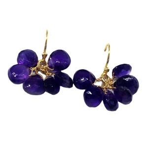 เงินสเตอร์ลิง925อินเทรนด์และบริสุทธิ์ชุบทองอเมทิสต์อัญมณีที่มีค่าคลัสเตอร์หยดต่างหูต่างหูแฟชั่นลดลง - Product Image 1