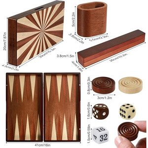 Handcrafted Wooden <b>Backgammon</b> Set With Inlaid Points Wooden <b>Pieces</b> Dice And Cups In A Foldable Storage Case Design For Enjoyment - Product Image 3