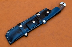 Couteau Bowie DIY OEM fait main de 18 pouces avec lame en acier carbone noir et manche en corne, avec étui en cuir - Product Image 4