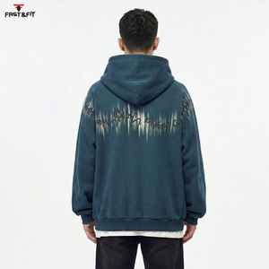 Nouveauté 2026 : Sweats à capuche en molleton 100 % coton pour homme, brodés avec logo personnalisé, effet délavé, respirants, fabriqués au Pakistan - Product Image 3
