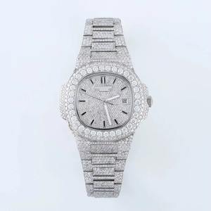 Reloj Clásico con Diamantes Moissanite en Tono Blanco, Totalmente Cubierto de Piedras, Estilo Hip Hop, Movimiento Automático VVS, Acero Inoxidable de Lujo - Product Image 2