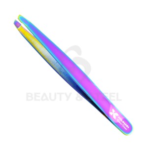 Professional Slanted Tip Eyebrow Tweezers with High-Precision Stainless Steel Construction for Grooming and Hair <b>Removal</b> - Product Image 2