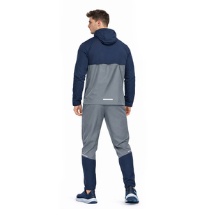 ชุดวอร์มผู้ชายแบบมีฮู้ด สีกรมท่า-เทา เสื้อแจ็คเก็ตซิปและกางเกงจ็อกเกอร์ ชุดออกกำลังกาย ชุดกีฬา OEM Activewear - Product Image 4