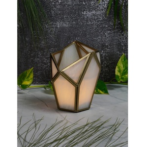 Lanterne en laiton géométrique, porte-bougie, résistante à la chaleur, décoration d'intérieur - Product Image 4