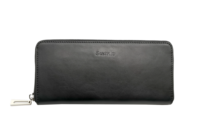 Dompet Unisex Castello Kulit Asli Desain Ritsleting dengan Penarik Logam Banyak Kantong Kartu Panjang Poliester Karakter