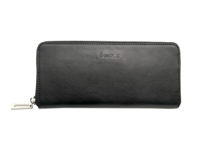 Hot Pick Castello New Design Genuine Cowhide Soft Leather Long Zip Unisex <b>Wallet</b> Black Dark Brown Men's Women's Polyester - Product Image 3