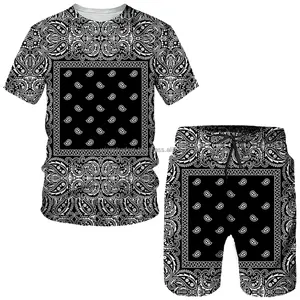 T-shirt manches courtes Style Hip-Hop pour homme et femme, ensemble 2 pièces, Vintage, imprimé africain, décontracté, survêtement, été, 2020 - Product Image 6