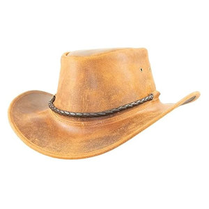 Chapeau de cowboy en cuir unisexe, décontracté, à large bord, respirant, couleur unie, imprimé par transfert thermique, toutes saisons, réglable, pour adulte - Product Image 2