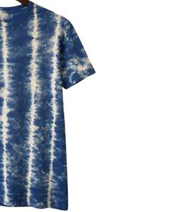 T-shirt bleu tie-dye pour homme, col rond, manches courtes, coton, streetwear décontracté, lavage vintage, personnalisable, OEM, fournisseur en gros de t-shirts - Product Image 3