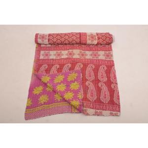 Colcha Kantha de Algodón Hecha a Mano, Colcha Reversible Vintage Gudri, Manta para Cama, Sofá o Sillón - Product Image 3