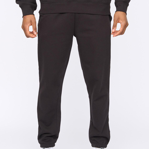 Pantalon de survêtement en coton noir pour homme, taille élastique, décontracté, avec poches latérales, tissu tricoté de poids moyen - Product Image 3