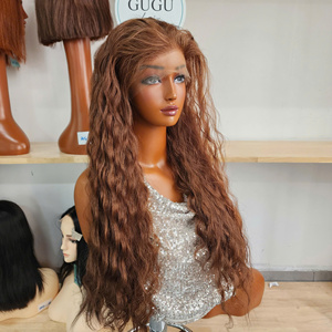 GUGU Honey Brown Virgin Vietnamese Human Hair Full Lace <b>Wig</b> Long 250% Density HD Transparent for Lace with Baby Hair - Product Image 3