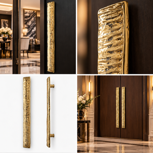 Tirador de puerta dorado martillado, texturizado, largo, para gabinetes, herrajes decorativos para muebles, para puertas interiores de lujo y armarios - Product Image 6