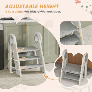 Supporto Regolabile per Bambini per Lavello Cucina/Bagno Grigio con Maniglie Antiscivolo e Design Pieghevole - Product Image 5