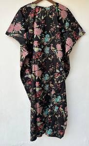 Nuevo Kaftán Naaz Textile con Estampado Animal, Cuello en V, Cordón Ajustable, Manga Corta, Corte Evase, Estilo Indio, 100% Algodón Suave, con Encaje, para Mujer - Product Image 6