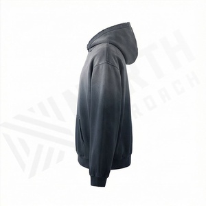 Sudadera con capucha oversize para hombre, estilo vintage, con lavado ácido, de felpa francesa gruesa, con cremallera, teñido liso, para invierno, estilo urbano, color personalizado - Product Image 3