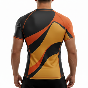 เสื้อแรชการ์ดแขนสั้นพิมพ์ลายดิจิตอลแบบกำหนดเองสำหรับผู้ชาย แห้งเร็ว ชุดกีฬาเรียบง่าย 10 ชิ้น ไม่มีขั้นจำกัด ชุดชั้นในกีฬา - Product Image 2
