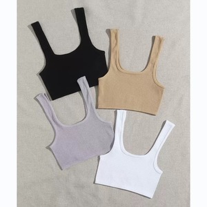 White Seamless Solid Square Collar Slim Fit <b>Crop</b> Tank <b>Top</b> for <b>Men</b> in Spandex/Nylon Casual Wear - Product Image 3