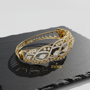 Bracelet manchette classique en argent 925 avec chaîne et maillons en diamants de laboratoire, bijoux élégants et luxueux pour femmes, idéal pour mariage, fête, design unique, cadeau - Product Image 2