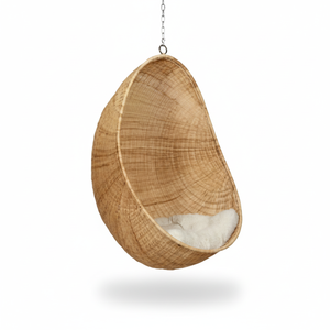 Silla colgante de ratán estilo huevo con cojín para uso en interiores, exteriores, balcones, patios y jardines. - Product Image 1