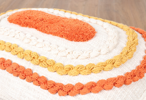 Hand Tufted Texture Boho Ivory and Orange Tassel <b>Cushion</b> <b>Cover</b> Handmade Decorative Pillow Case for Sofa Bedroom Living Room Home - Product Image 3