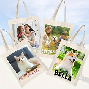 Custom Canvas Tote Bag Solid Color Large Capacity Reusable Shopping Shoulder Bag Soft-Loop Closure Outdoor Use All Seasons - Product Image 3