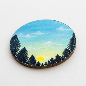 Ensemble de sous-verres ronds en MDF peints à la main avec un motif de ciel, diamètre 9 cm, épaisseur 3 mm, de REHMAN CRFAT - Product Image 5