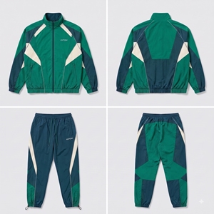 Ensemble de survêtement 2 pièces pour homme avec logo personnalisé, veste coupe-vent et pantalon color block, séchage rapide, en nylon, vêtements de sport, vente en gros, OEM - Product Image 2