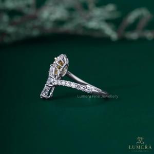 Bague florale ovale en or 9k/10k/14k/18k avec halo de diamants jaunes fantaisie de 2,02 carats cultivés en laboratoire, pureté VVS2, certifiée IGI – Cadeau de fiançailles de luxe - Product Image 5