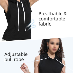 Camiseta deportiva con capucha de secado rápido y transpirable con borlas para mujer, para correr, culturismo y fitness. - Product Image 4