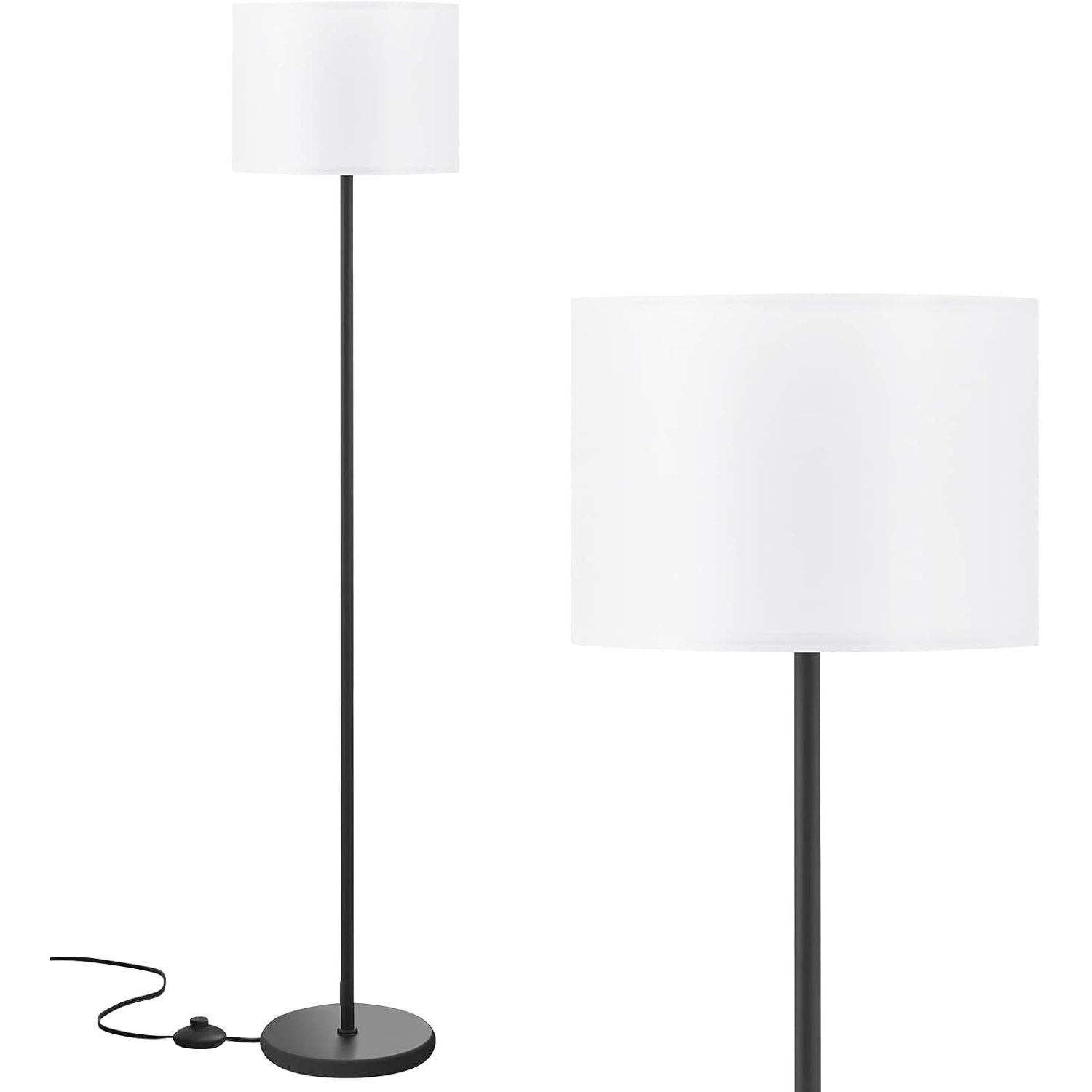 Black pole with white fabric shade Color