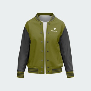 Chaqueta Varsity Unisex de Otoño con Cuello Alto, Cierre de Botones, Transpirable, Resistente al Viento e Impermeable, Tejido Ecológico de Lana/Poliéster - Product Image 2