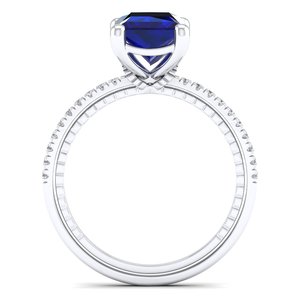 Bague REYES, dernier design, or 14 carats, diamant certifié IGI avec saphir bleu, pour femmes, bijoux fins faits à la main, cadeaux. - Product Image 4
