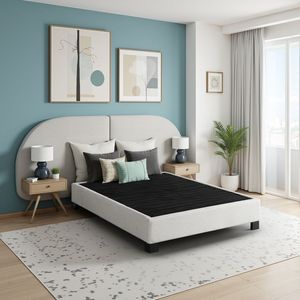 Base letto imbottita moderna Contempo King in colore avena - Letti imbottiti confortevoli - Product Image 5