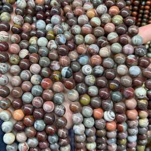 Cuentas de piedra de jaspe de fantasía, cuentas redondas de piedras preciosas naturales en hebra para la fabricación de joyas y manualidades DIY - Product Image 1