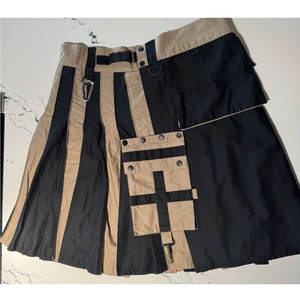 กิ๊ตสก็อตหญิงคุณภาพสูง สีแทน/ดำ/กากี ผ้าฝ้าย มีกระเป๋าคาร์โก้ ขายส่งจากโรงงาน - Product Image 1