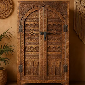 Meubles de haute qualité, armoires de salon en bois massif, armoires de style rotin avec boîtes de rangement et tiroirs de rangement, décorations pour la maison - Product Image 1