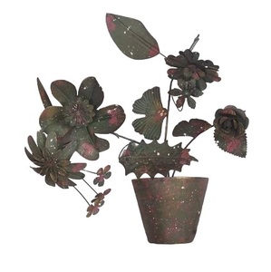 Pot de fleurs décoratif mural ou de table en métal, design moderne et écologique, fait main, pour salon, demi-multifonctionnel - Product Image 4