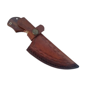 Couteau de chasse en acier de Damas, lame personnalisée faite à la main, couteau de survie pour le camping en plein air avec étui en cuir - Product Image 6