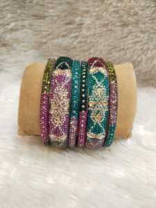 Luxury Embroidery Work Pearl Zinc Alloy Bangles for Women Handmade Designer Jewelry Wedding Festive Wear Gifting India - Product Image 4