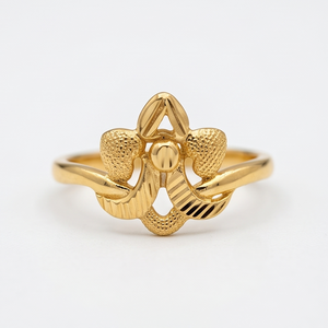 DIVYORO Anillo clásico floral chapado en oro de 22 quilates para mujer - Product Image 1