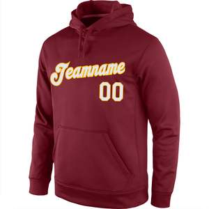 เสื้อฮู้ดกีฬาสีแดงเลือดหมูแบบใหม่ รับผลิตตามสั่ง (OEM/ODM) เสื้อสเวตเชิ้ตผ้าฟลีซ 300 GSM พร้อมปักโลโก้ทีม ขายส่งจากโรงงาน - Product Image 3