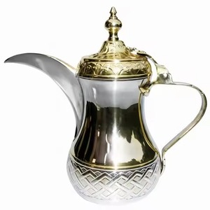 Arabic Dallah Stainless Steel Mirror Surface Coffee Pot Hinged Top Pouring <b>Kettle</b> for Banquet Buffet & Traditional Tea Room - Product Image 5